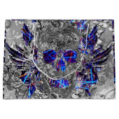 Zwarte witte, kleurrijke neonschedel groot cadeauzakje (Voorkant)