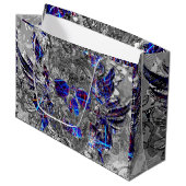 Zwarte witte, kleurrijke neonschedel groot cadeauzakje (Voorkant Gekanteld)