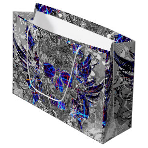 Zwarte witte, kleurrijke neonschedel groot cadeauzakje