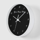 Zwarte witte klok met aangepaste tekst en kleuren (Hoek)