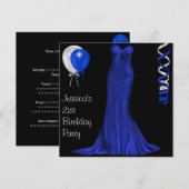 Zwarte witte kobalt Formele dress 21st verjaardag Kaart (Voorkant / Achterkant)