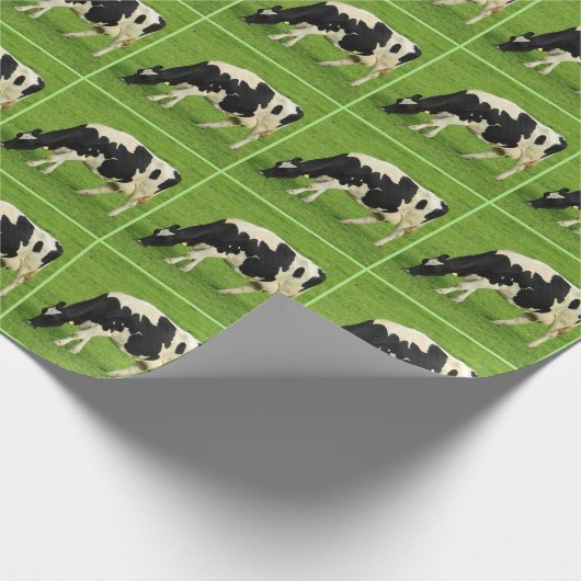 Zwarte witte koe cadeaupapier (Hoek)