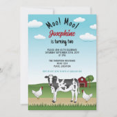 Zwarte witte Koe en kippen Boerderij Barnyard Birt Kaart (Voorkant)