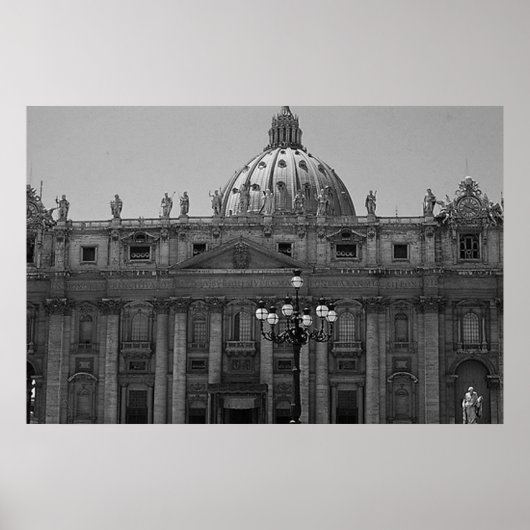 Zwarte witte koepel van de Sint-Pietersbasiliek Ro Poster (Voorkant)