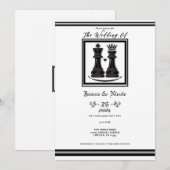 Zwarte Witte Koning & Koningin Schaken Huwelijk Kaart (Voorkant / Achterkant)