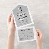 Zwarte Witte Koning Schaakstukken Gay Wedding All In One Uitnodiging (Afscheurbaar)