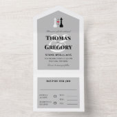 Zwarte Witte Koning Schaakstukken Gay Wedding All In One Uitnodiging (Binnen)