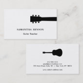 Zwarte & Witte kool en moderne gitaarleraar Muziek Visitekaartje (Voorkant / Achterkant)