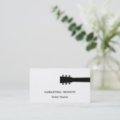 Zwarte & Witte kool en moderne gitaarleraar Muziek Visitekaartje (Staand voorkant)