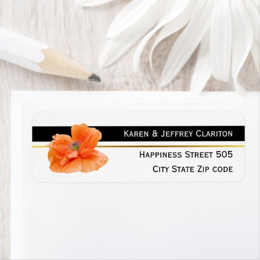 Zwarte witte koraalappel moderne bruiloft etiket (Insitu)