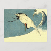 Zwarte witte kraanvogel die over de oceaangolf vli briefkaart (Voorkant)