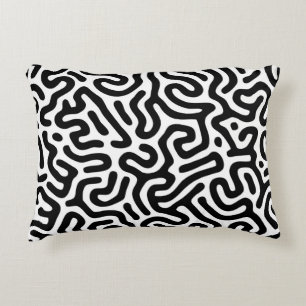 zwarte witte labyrint patroonlijn decoratieve modu accent kussen