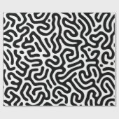 zwarte witte labyrint patroonlijn decoratieve modu cadeaupapier (Vlak)