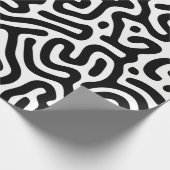 zwarte witte labyrint patroonlijn decoratieve modu cadeaupapier (Hoek)