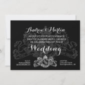 Zwarte Witte Leeuw Eenhoorn Regal Embleem Huwelijk Kaart (Achterkant)