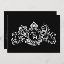 Zwarte Witte Leeuw Eenhoorn Regal Embleem Huwelijk