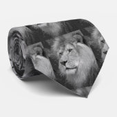 Zwarte & Witte Leeuw Gezicht stropdas (Opgerold)