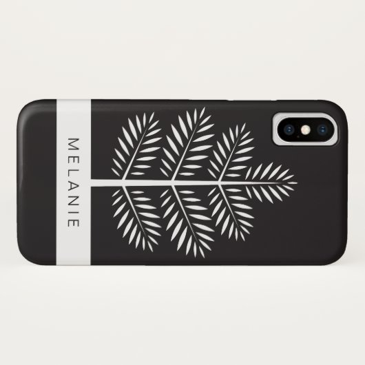 Zwarte witte legant botanische tropische tak Case-Mate iPhone case (Achterkant (horizontaal))