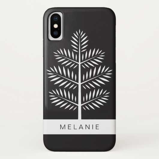 Zwarte witte legant botanische tropische tak Case-Mate iPhone case (Achterkant)
