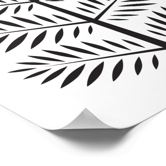 Zwarte witte legant botanische tropische tak poster (Hoek)