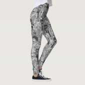 zwarte witte leggings met een cryptid menigte (Rechts)