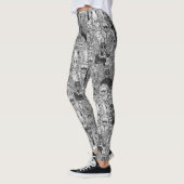 zwarte witte leggings met een cryptid menigte (Links)