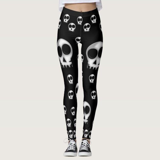 zwarte witte leggings tiener lang (Voorkant)