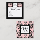 ZWARTE WITTE LICHTE DAMASKSQUARE MONOGRAM VIERKANTE VISITEKAARTJE (Voorkant / Achterkant)