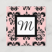 ZWARTE WITTE LICHTE DAMASKSQUARE MONOGRAM VIERKANTE VISITEKAARTJE (Achterkant)