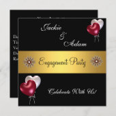 Zwarte witte-liefdesballonnen van Engagement Party Kaart (Voorkant / Achterkant)