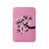 Zwarte, witte liefdesvogelkersboom, bloesems roze badmat (Voorkant Verticaal)