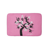 Zwarte, witte liefdesvogelkersboom, bloesems roze badmat (Voorkant)