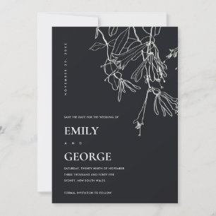 ZWARTE WITTE LIJN DIE FLORAAL TELT BEWAREN DE DATU BEDANKKAART