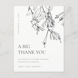 ZWARTE WITTE LIJN DIE FLORAL WEDDING DRAAGT DANK U AANKONDIGINGSKAART