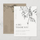 ZWARTE WITTE LIJN DIE FLORAL WEDDING DRAAGT DANK U AANKONDIGINGSKAART (Voorkant / Achterkant)