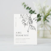 ZWARTE WITTE LIJN DIE FLORAL WEDDING DRAAGT DANK U AANKONDIGINGSKAART (Staand voorkant)