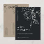 ZWARTE WITTE LIJN DIE FLORAL WEDDING DRAAGT DANK U AANKONDIGINGSKAART (Voorkant / Achterkant)