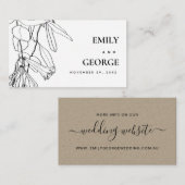 ZWARTE WITTE LIJN DIE FLORAL WEDDING WEBSITE DRAAG VISITEKAARTJE (Voorkant / Achterkant)