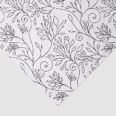 Zwarte Witte Lijnkunst Wijnranken Bloempatroon Tissuepapier (Detail)