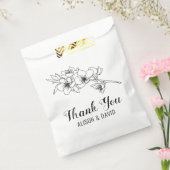 Zwarte witte lijntak met bloesems bedankzakje (Gezegeld)