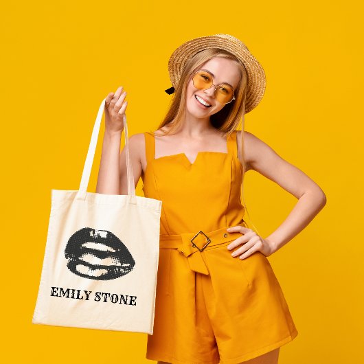 Zwarte & witte lippen Canvas tas