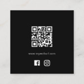 Zwarte witte logo QR code sociale media pictogramm Vierkante Visitekaartje (Achterkant)