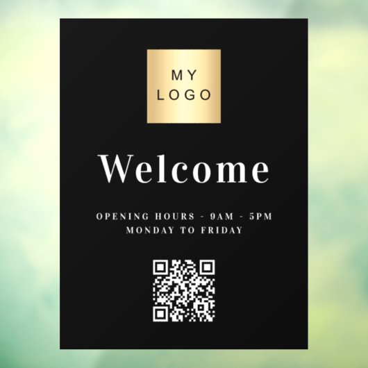 Zwarte witte logo welkome QR-code Raamsticker (Vel 3)