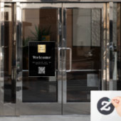 Zwarte witte logo welkome QR-code Raamsticker (Kantoordeur)