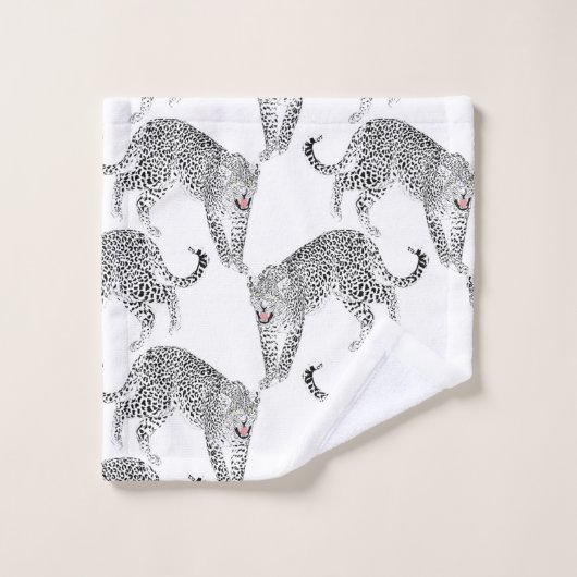 Zwarte witte luipaard bad handdoek (Wasdoekje)