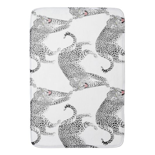 Zwarte witte luipaard badmat (Voorkant Verticaal)