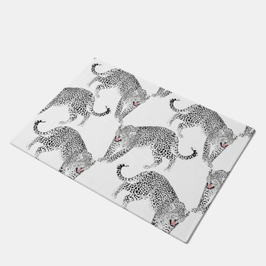 Zwarte witte luipaard deurmat (Schuin)