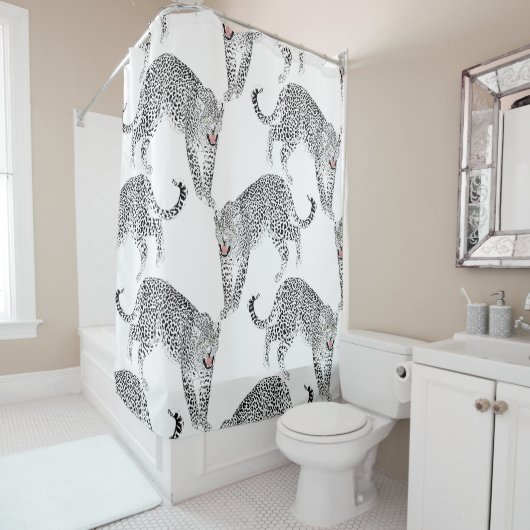 Zwarte witte luipaard douchegordijn (In situ)