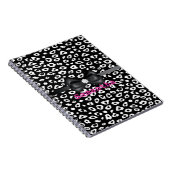 Zwarte witte luipaard print met boog notitieboek (Rechterzijde)