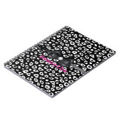 Zwarte witte luipaard print met boog notitieboek (Linkerzijde)